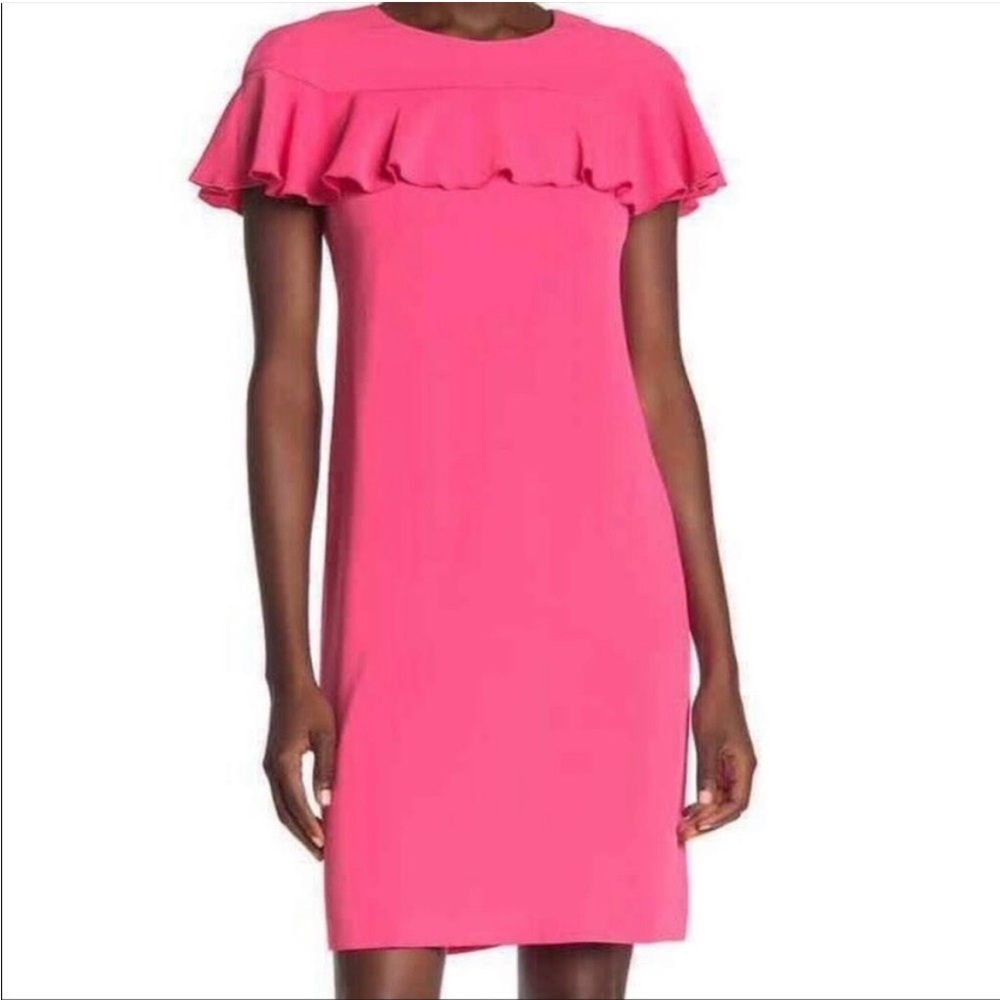Trina Turk Charleston Pink Ruffle Women's Shift Dress Size 6